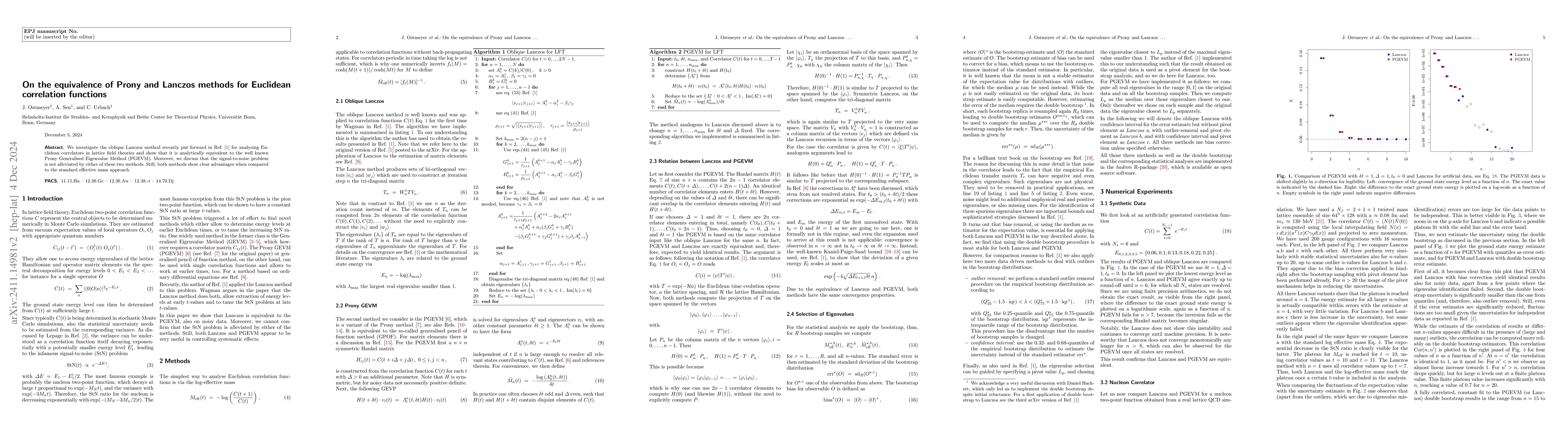 Thumbnail for On the equivalence of Prony and Lanczos methods for Euclidean
  correlation functions