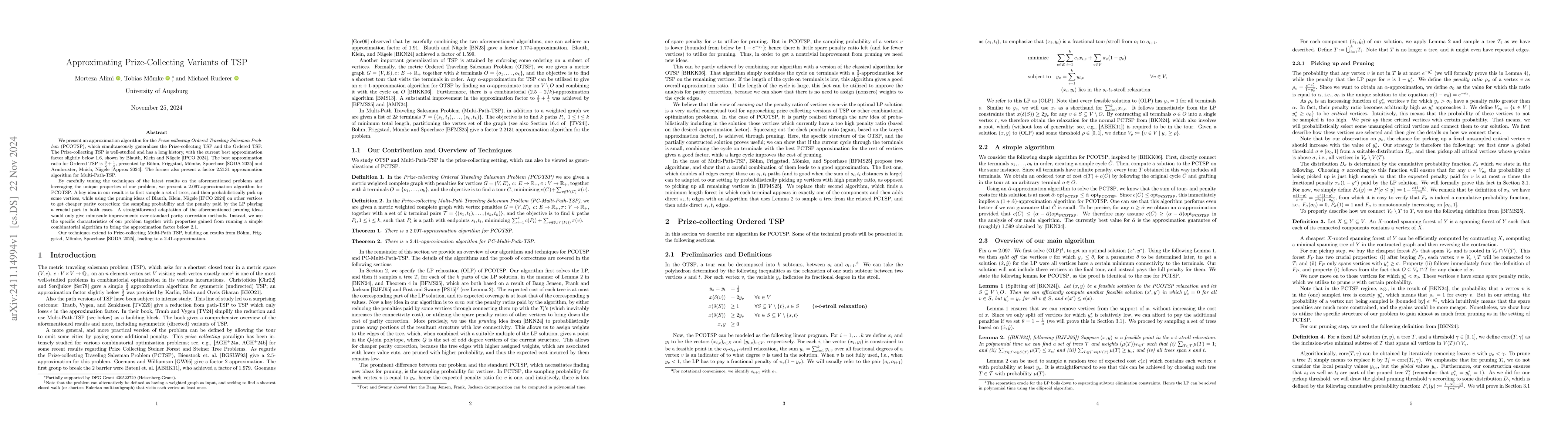 Thumbnail for Approximating Prize-Collecting Variants of TSP