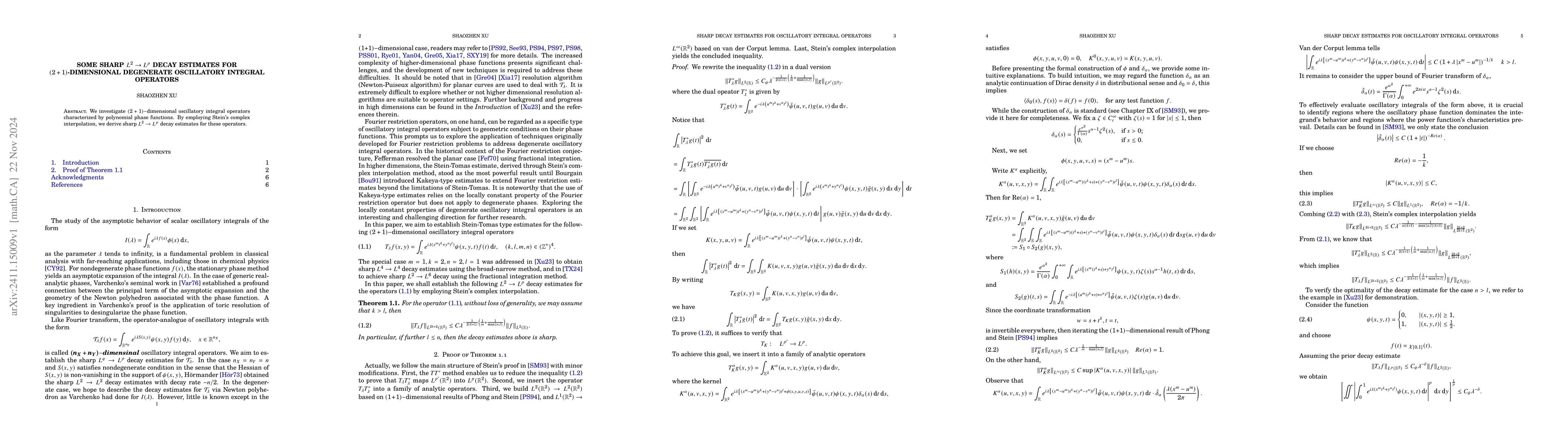 Thumbnail for Some sharp $L^2 \to L^p$ decay estimates for $(2+1)$-dimensional
  degenerate oscillatory integral operators