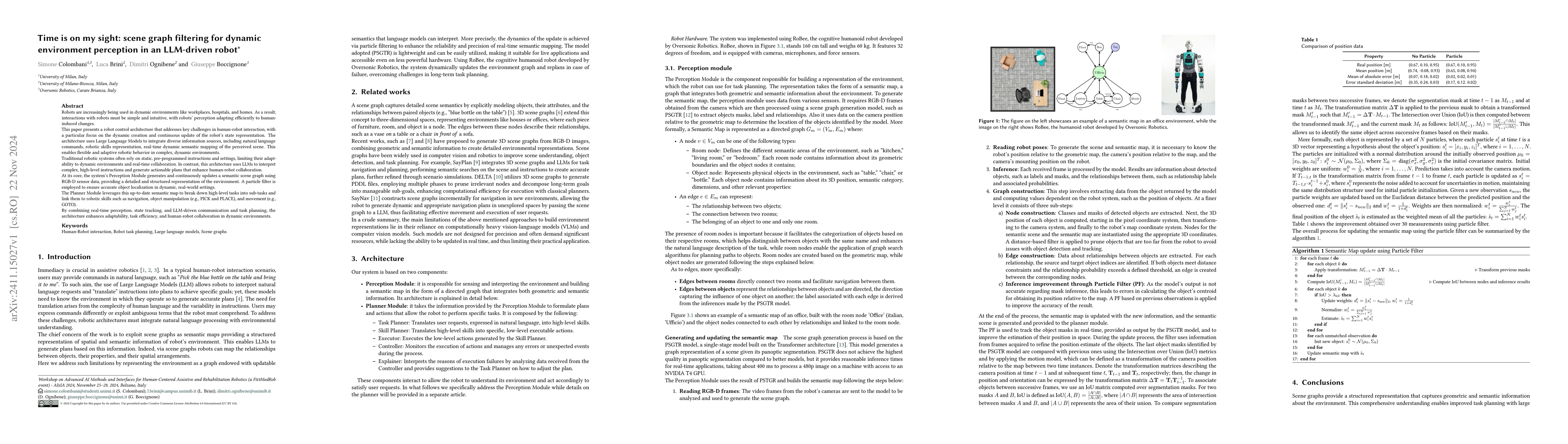 Thumbnail for Time is on my sight: scene graph filtering for dynamic environment
  perception in an LLM-driven robot