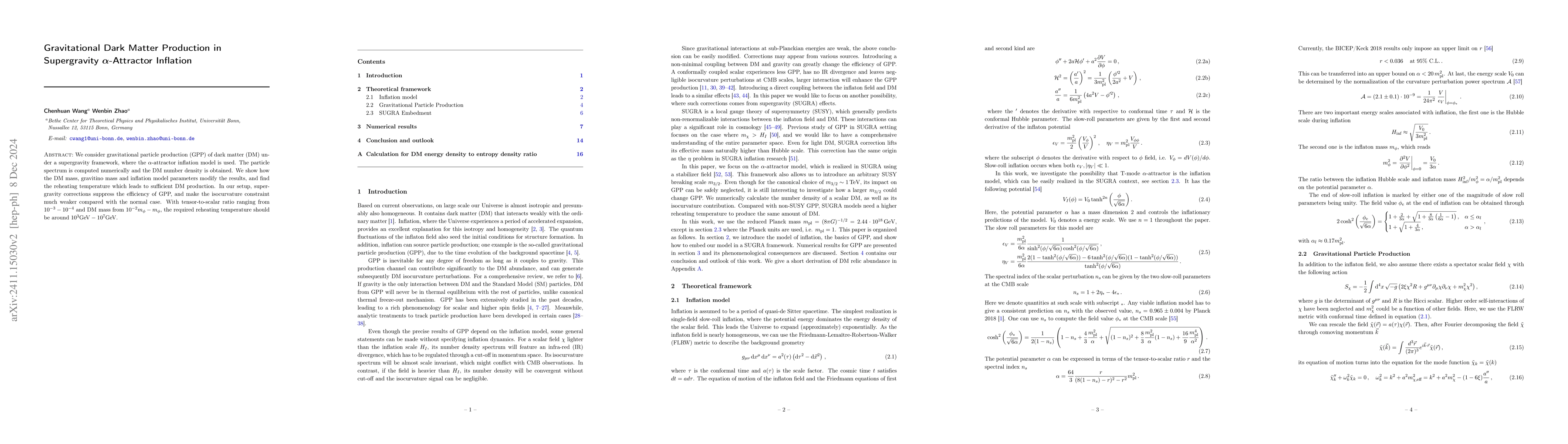 Thumbnail for Gravitational Dark Matter Production in Supergravity $α$-Attractor
  Inflation