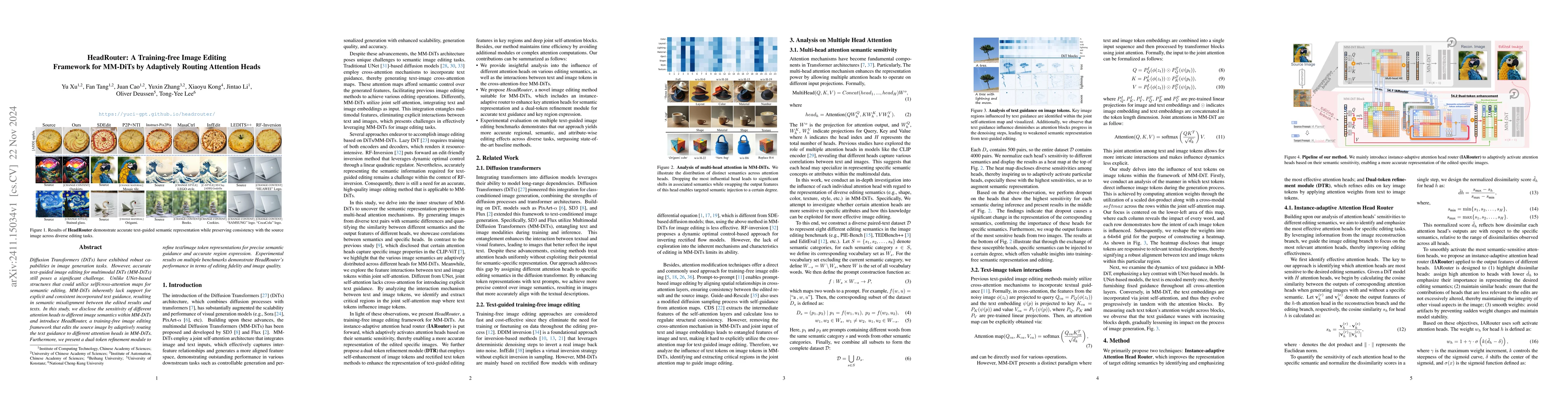 Thumbnail for HeadRouter: A Training-free Image Editing Framework for MM-DiTs by
  Adaptively Routing Attention Heads