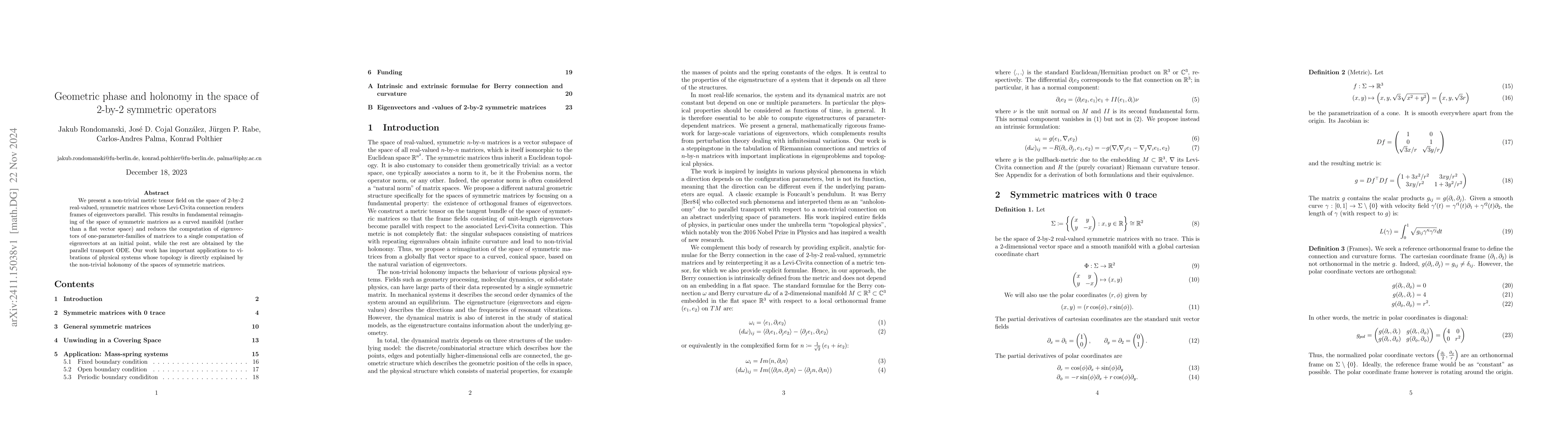 Thumbnail for Geometric phase and holonomy in the space of 2-by-2 symmetric operators