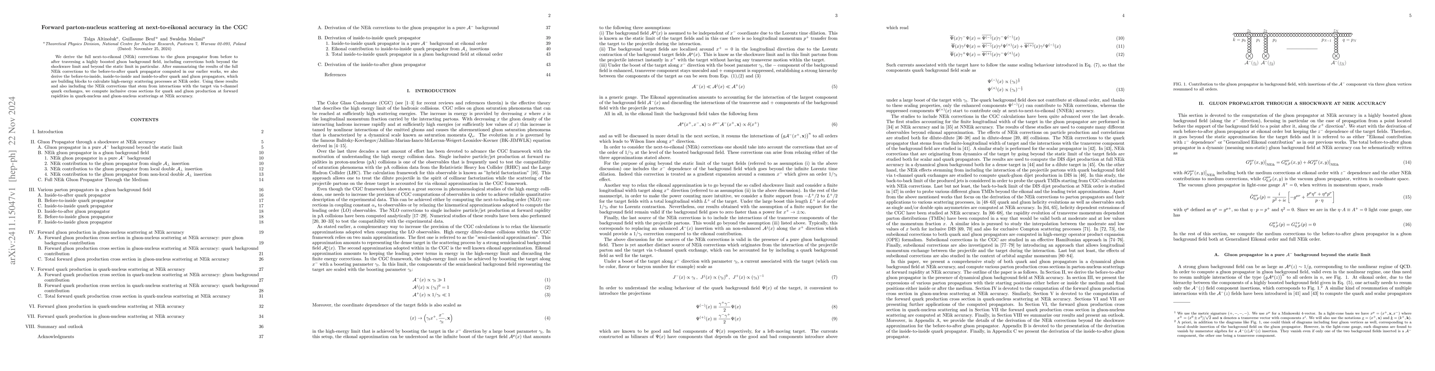 Thumbnail for Forward parton-nucleus scattering at next-to-eikonal accuracy in the CGC