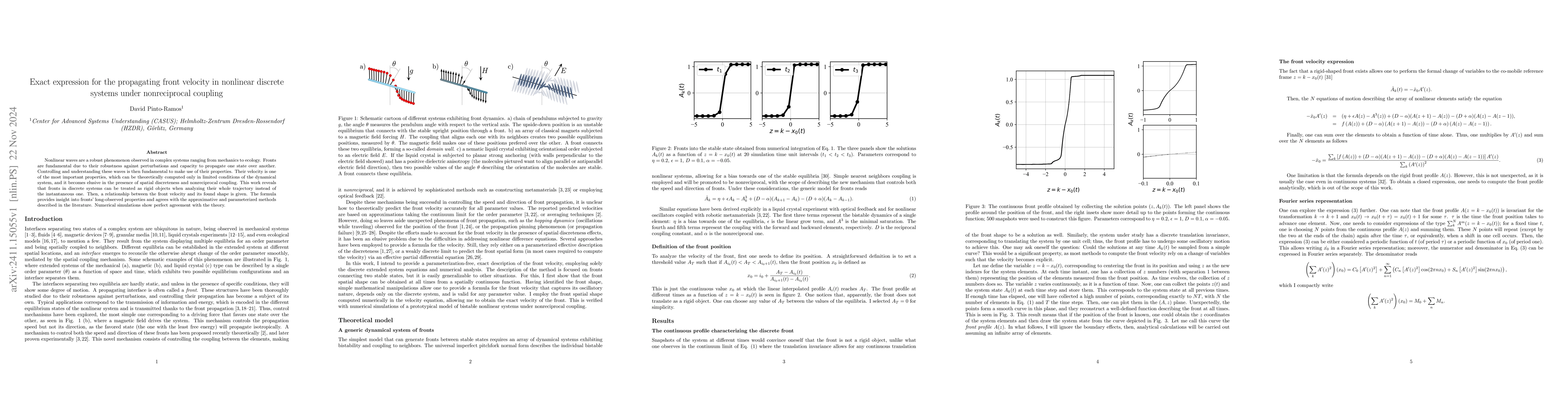 Thumbnail for Exact expression for the propagating front velocity in nonlinear
  discrete systems under nonreciprocal coupling