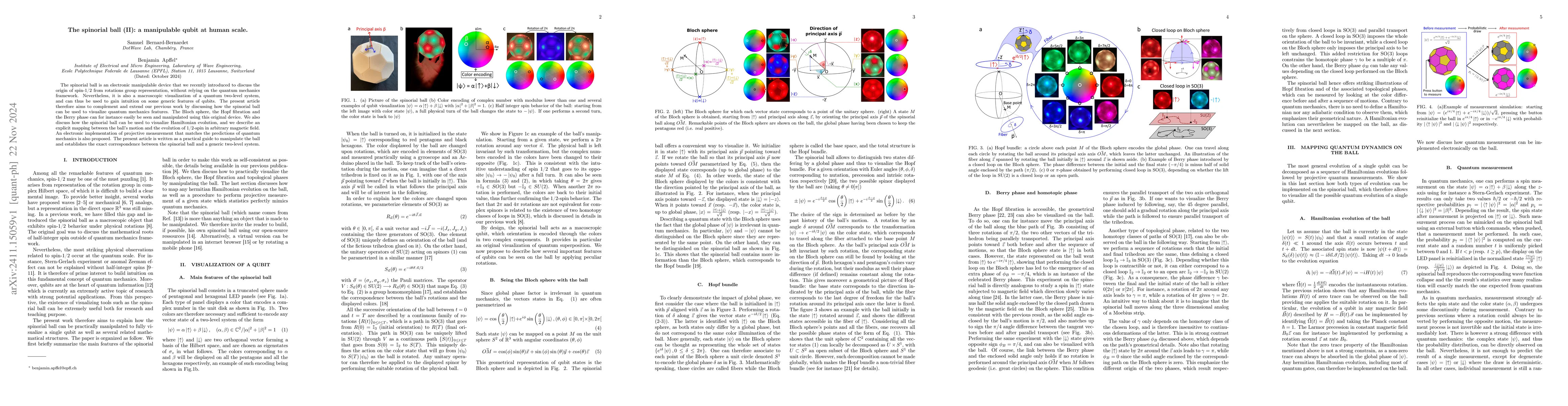 Thumbnail for The spinorial ball (II): a manipulable qubit at human scale
