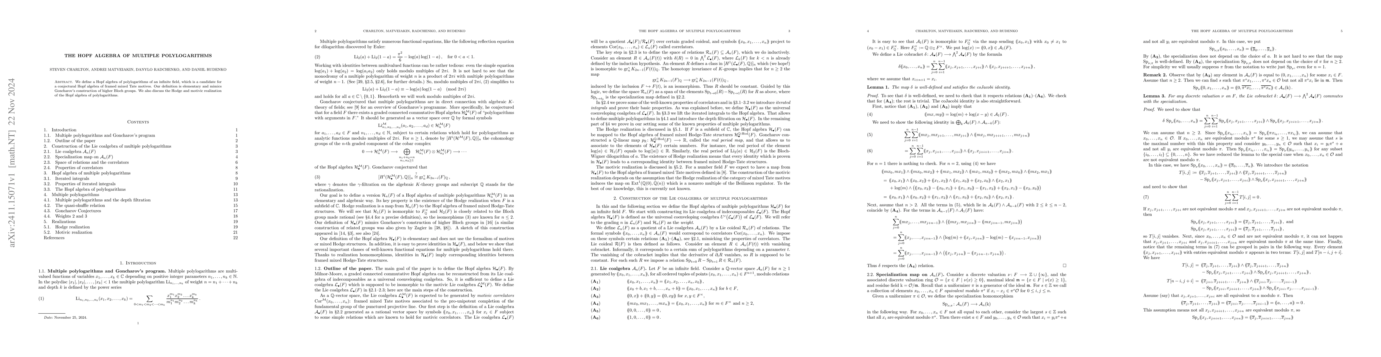 Thumbnail for The Hopf algebra of multiple polylogarithms
