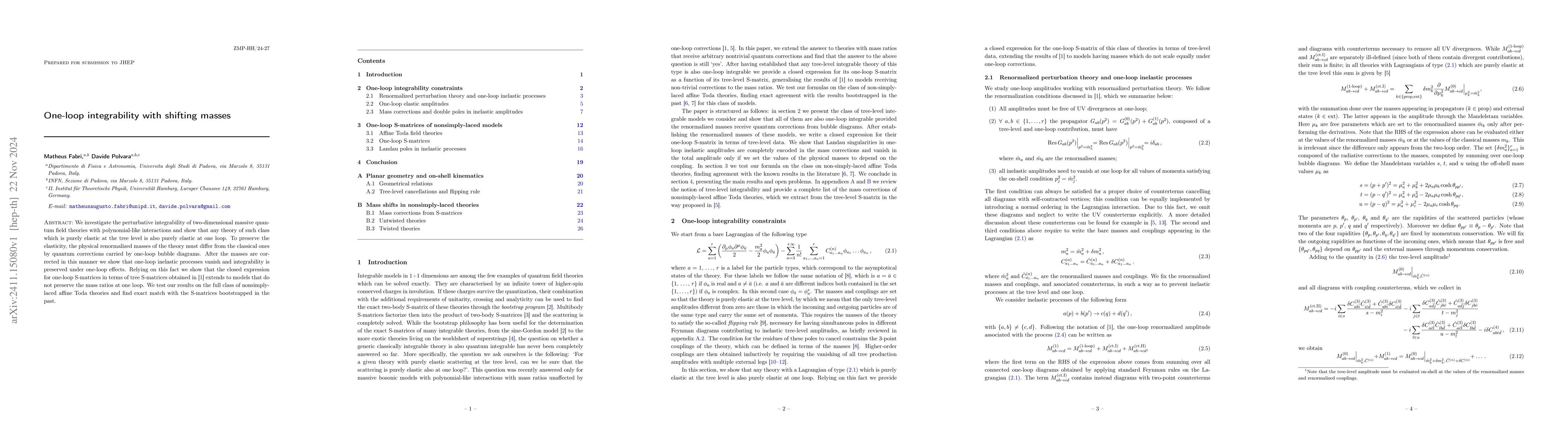 Thumbnail for One-loop integrability with shifting masses