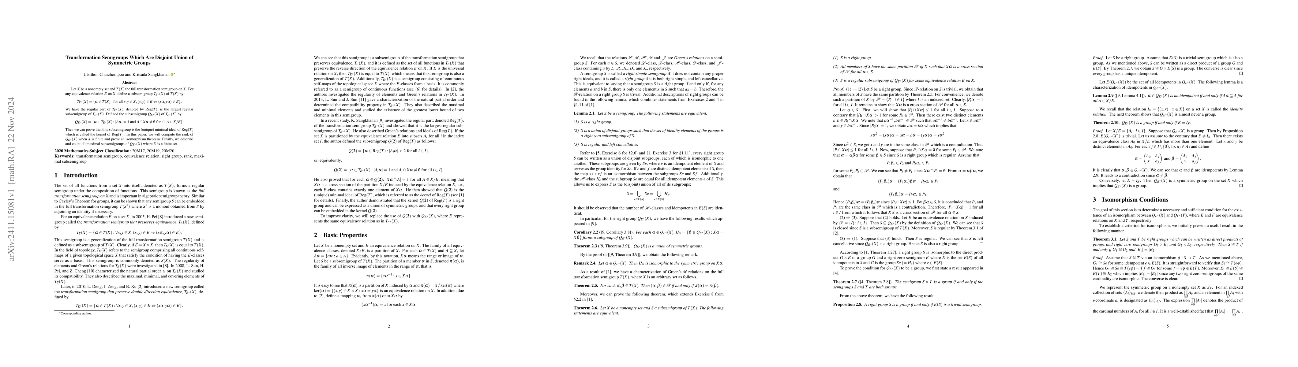 Thumbnail for Transformation Semigroups Which Are Disjoint Union of Symmetric Groups