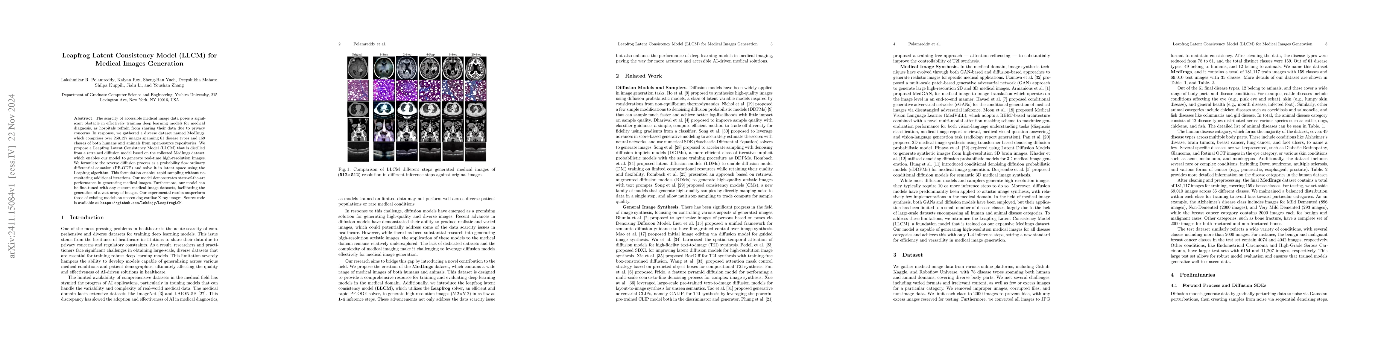 Thumbnail for Leapfrog Latent Consistency Model (LLCM) for Medical Images Generation