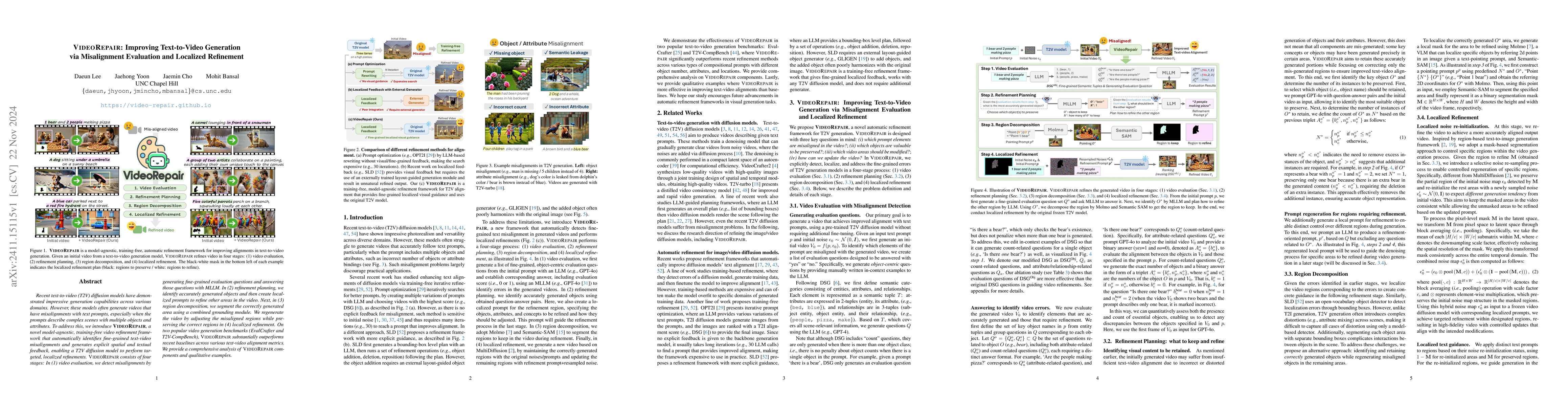 Thumbnail for VideoRepair: Improving Text-to-Video Generation via Misalignment
  Evaluation and Localized Refinement