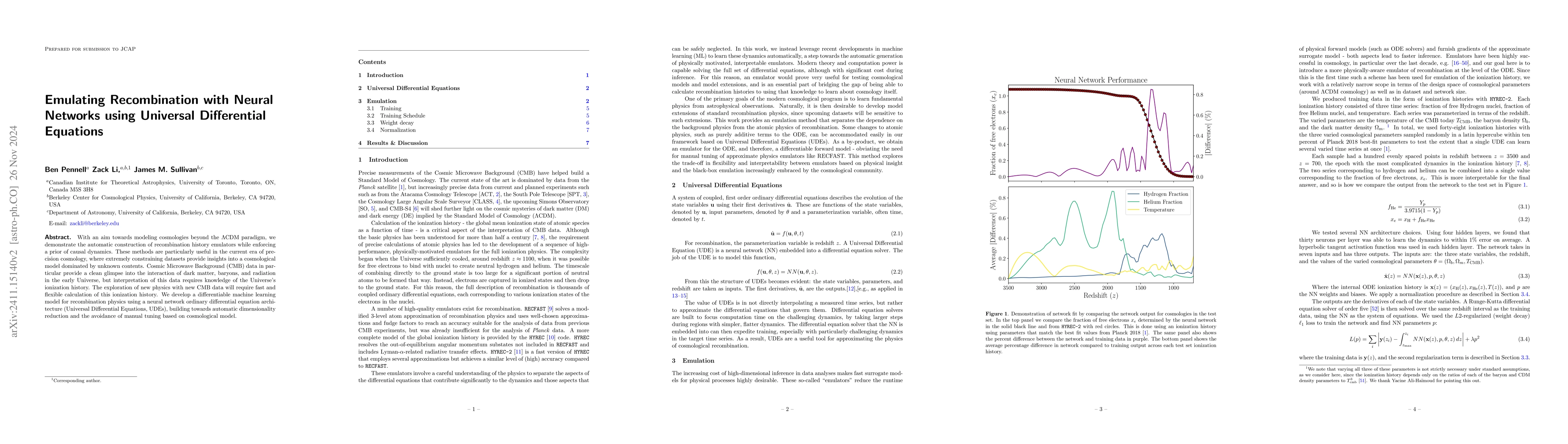 Thumbnail for Emulating Recombination with Neural Networks using Universal
  Differential Equations