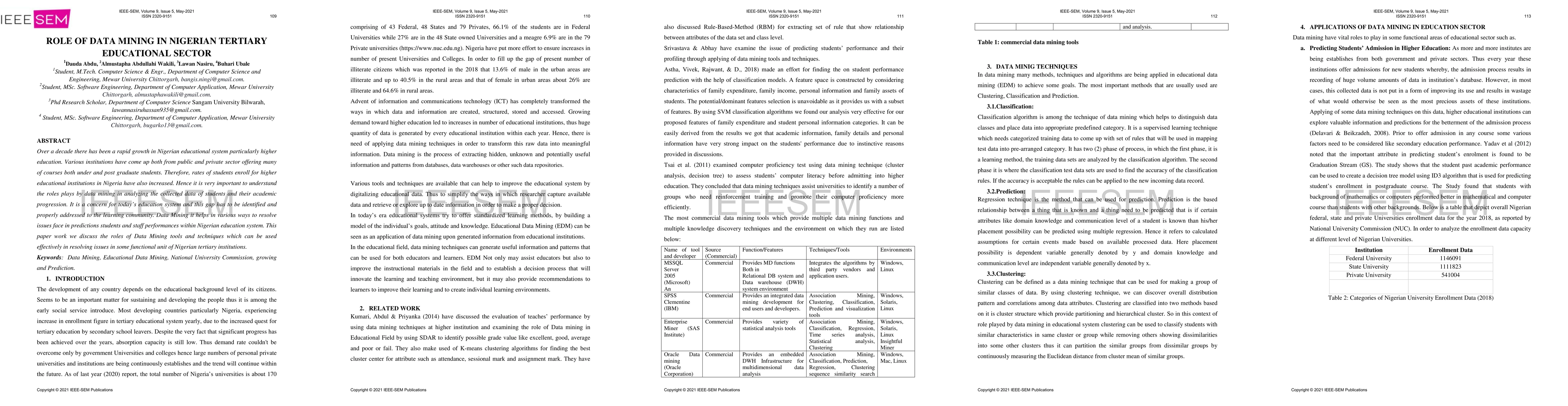 Thumbnail for Role of Data Mining in Nigerian Tertiary Education Sector