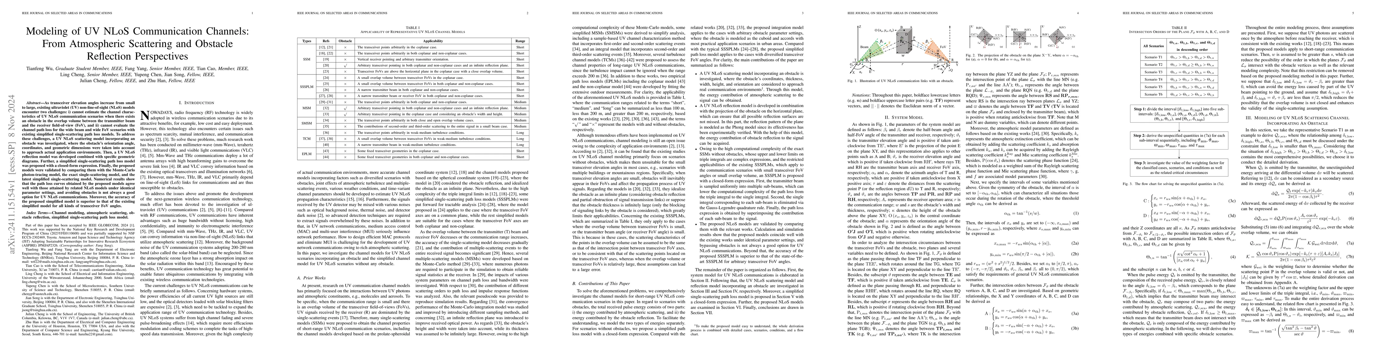 Thumbnail for Modeling of UV NLoS Communication Channels: From Atmospheric Scattering
  and Obstacle Reflection Perspectives