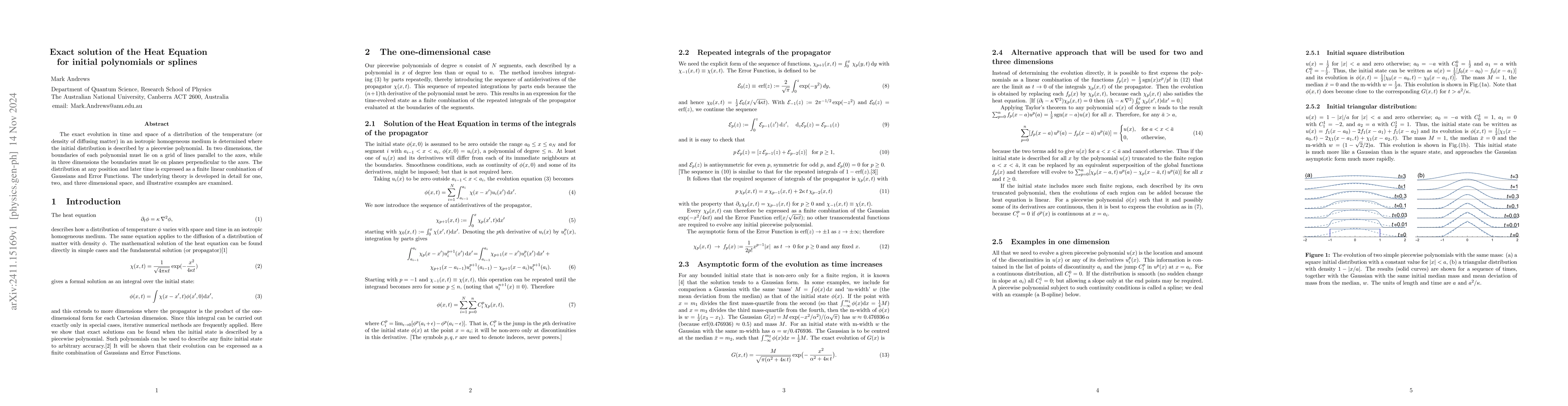 Thumbnail for Exact solution of the Heat Equation for initial polynomials or splines
