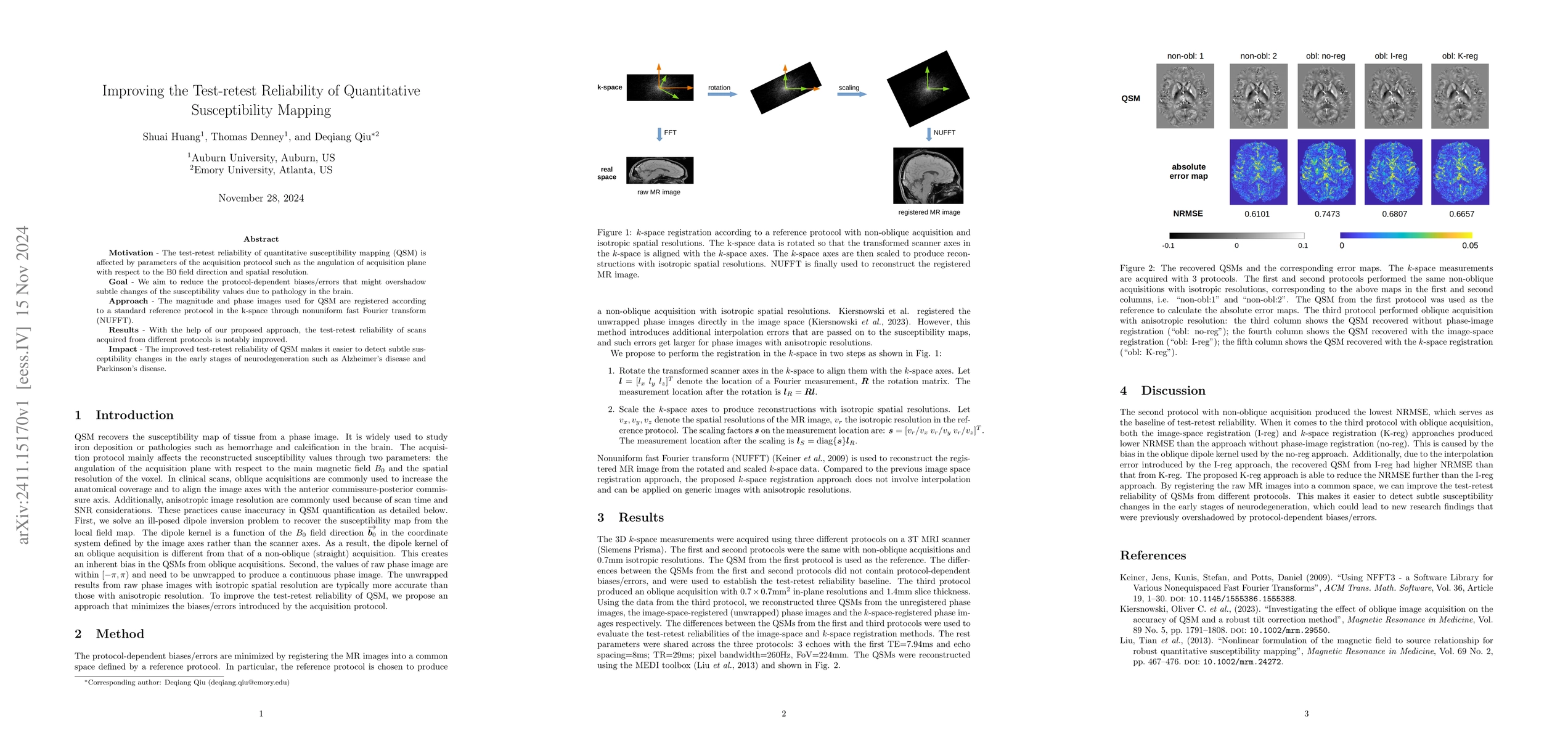 Thumbnail for Improving the Test-retest Reliability of Quantitative Susceptibility
  Mapping