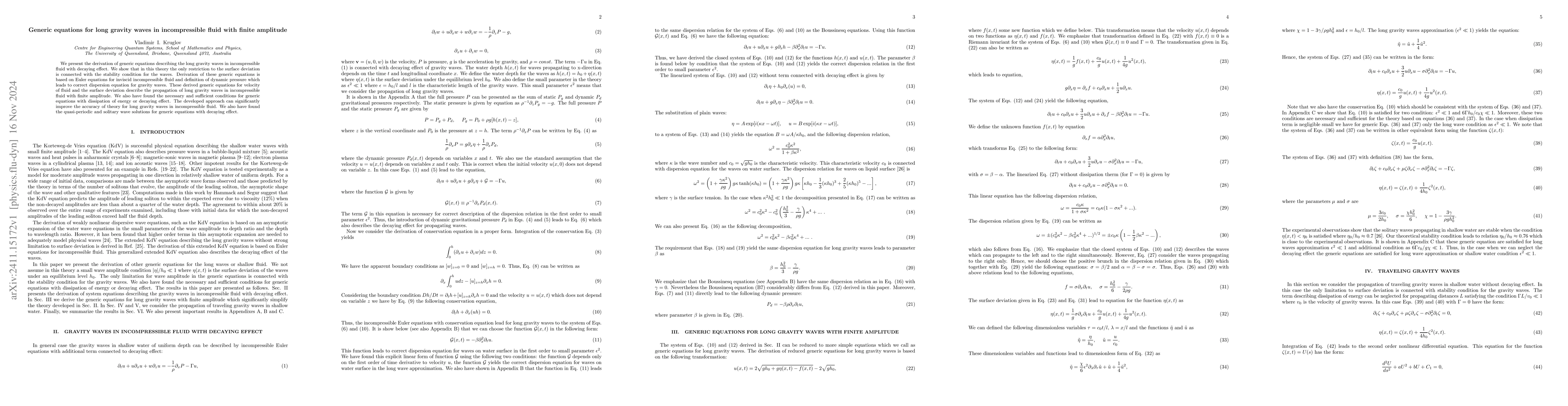 Thumbnail for Generic equations for long gravity waves in incompressible fluid with
  finite amplitude