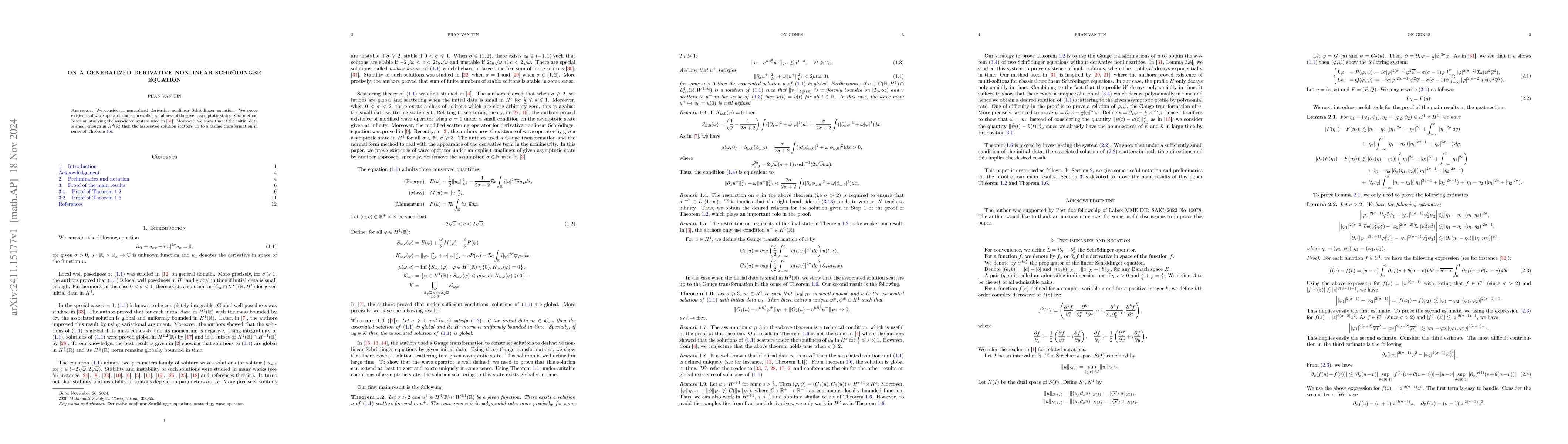Thumbnail for On a generalized derivative nonlinear Schrödinger equation