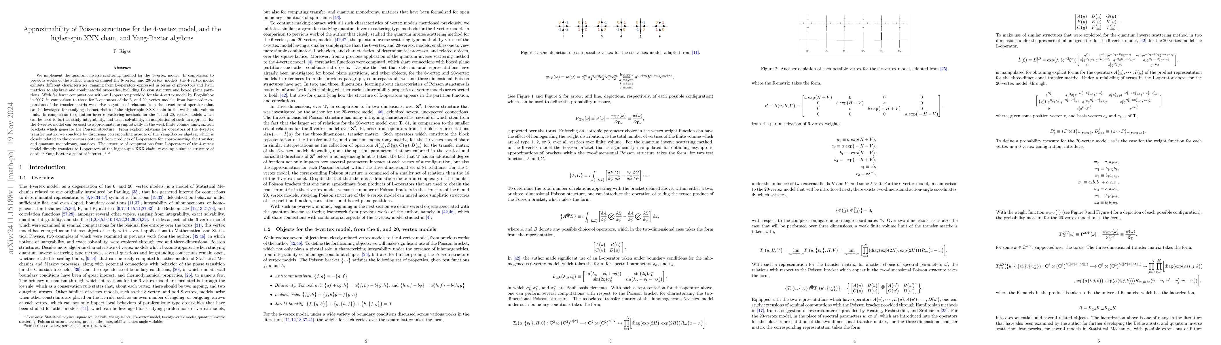 Thumbnail for Approximability of Poisson structures for the 4-vertex model, and the
  higher-spin XXX chain, and Yang-Baxter algebras