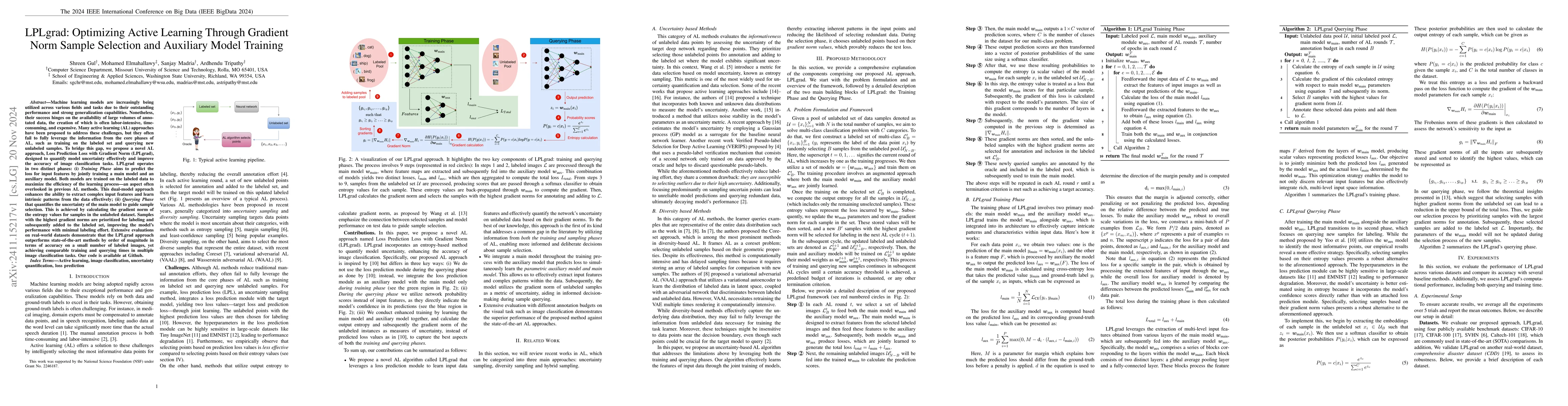 Thumbnail for LPLgrad: Optimizing Active Learning Through Gradient Norm Sample
  Selection and Auxiliary Model Training