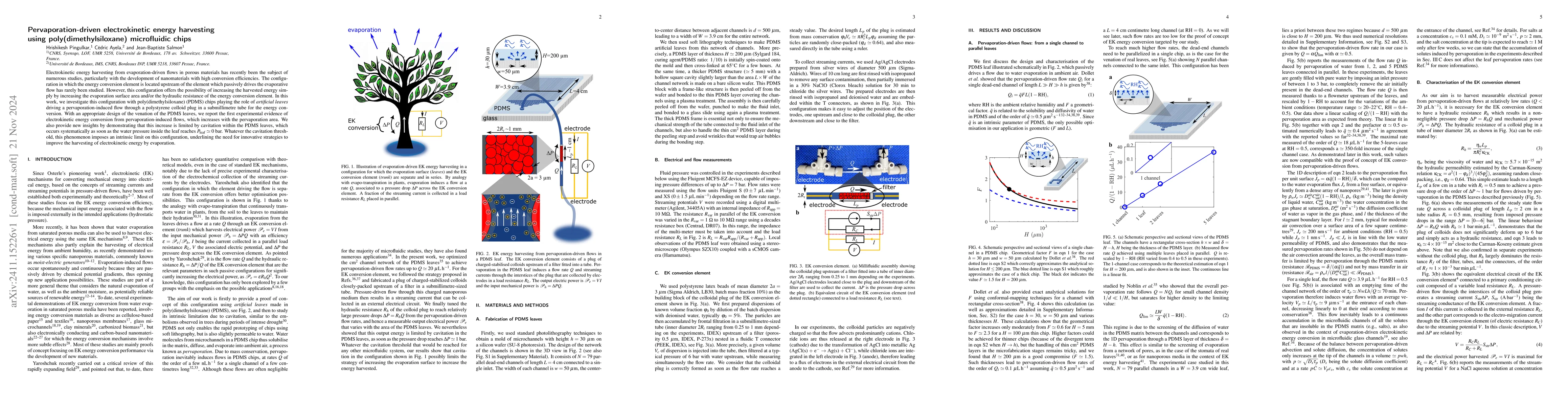 Thumbnail for Pervaporation-driven electrokinetic energy harvesting using
  poly(dimethylsiloxane) microfluidic chips