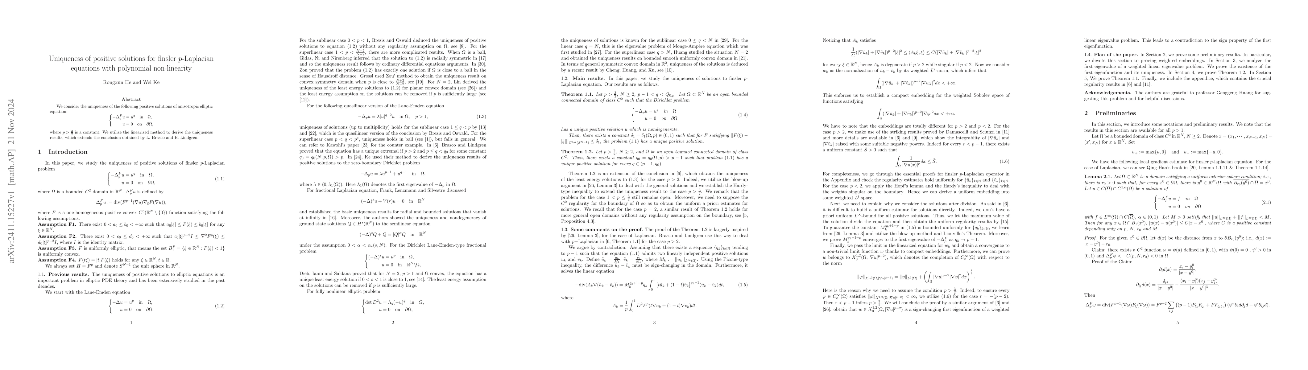 Thumbnail for Uniqueness of positive solutions for finsler p-Laplacian equations with
  polynomial non-linearity