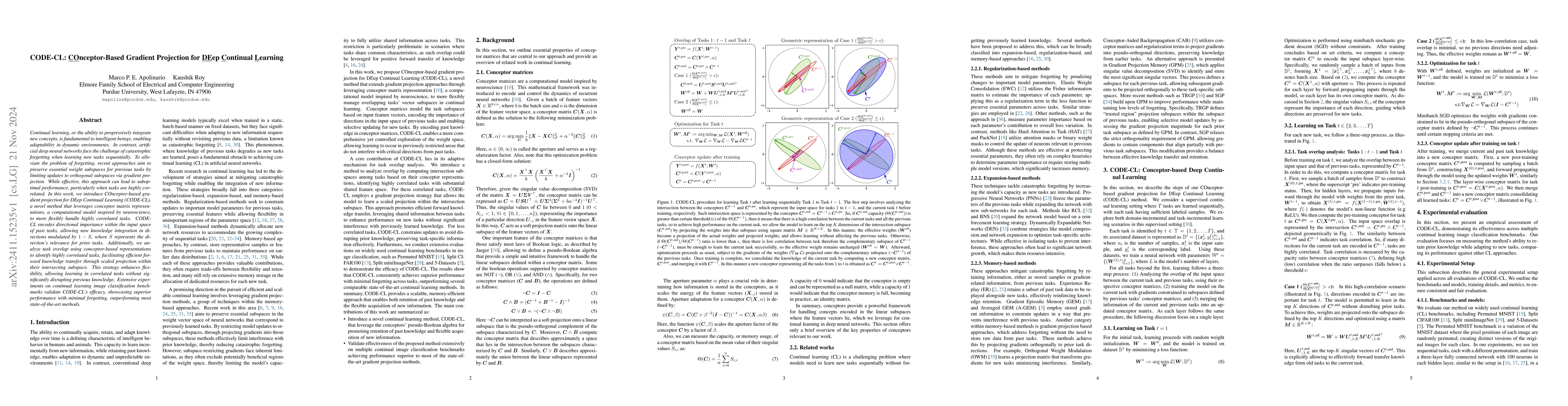 Thumbnail for CODE-CL: COnceptor-Based Gradient Projection for DEep Continual Learning