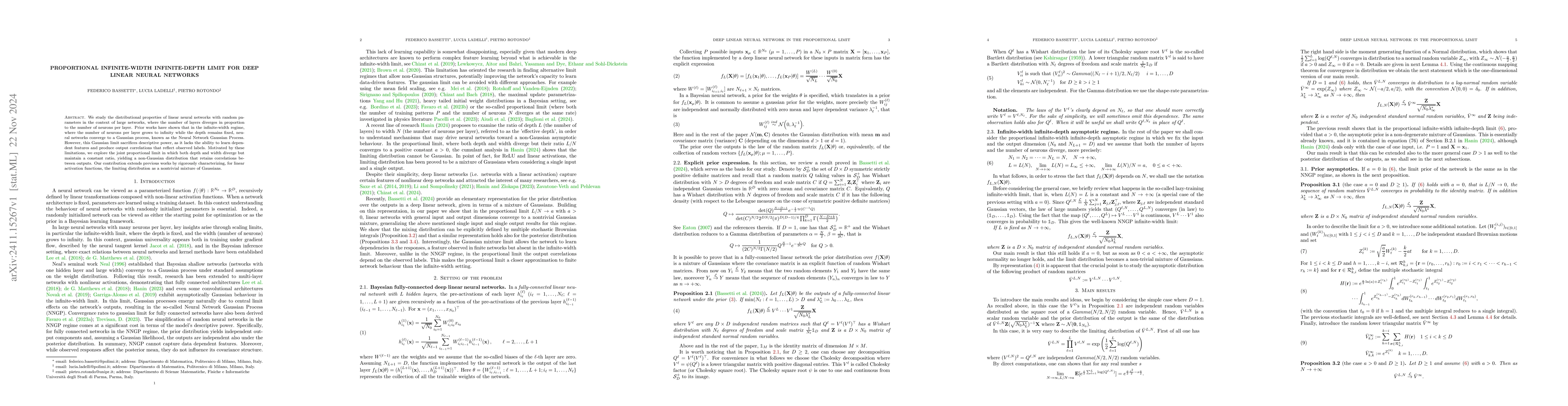 Thumbnail for Proportional infinite-width infinite-depth limit for deep linear neural
  networks