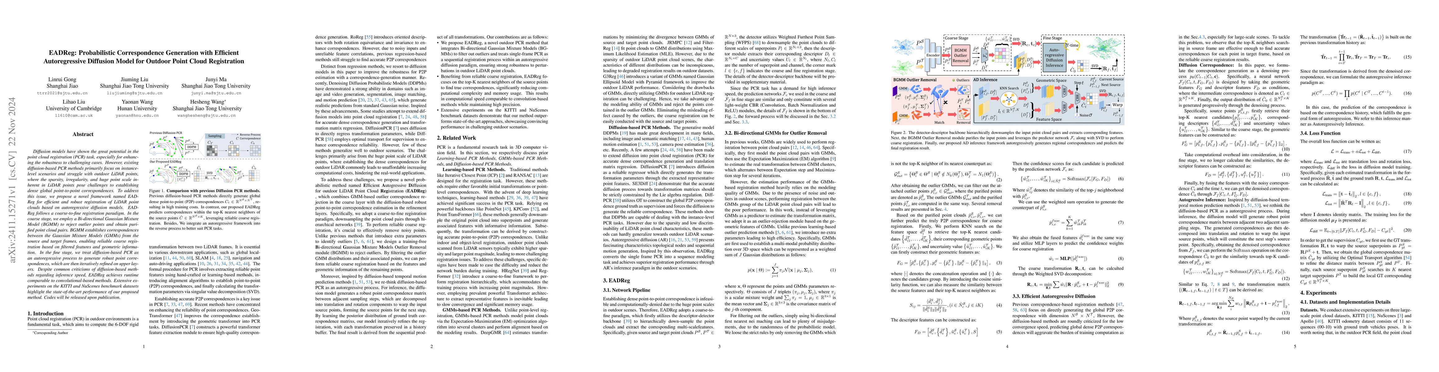 Thumbnail for EADReg: Probabilistic Correspondence Generation with Efficient
  Autoregressive Diffusion Model for Outdoor Point Cloud Registration