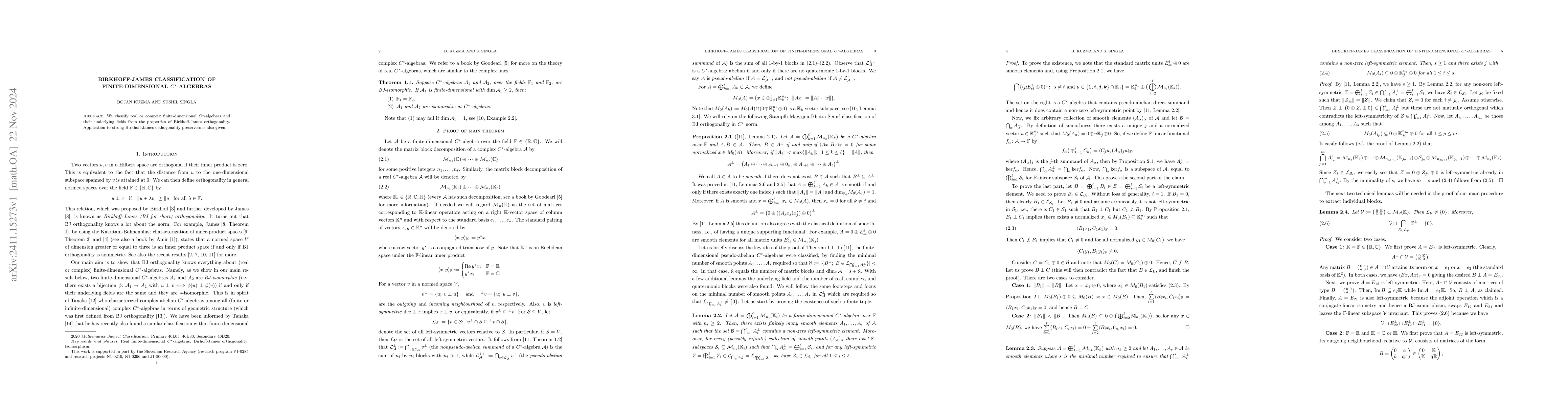 Thumbnail for Birkhoff-James classification of finite-dimensional $C^*$-algebras