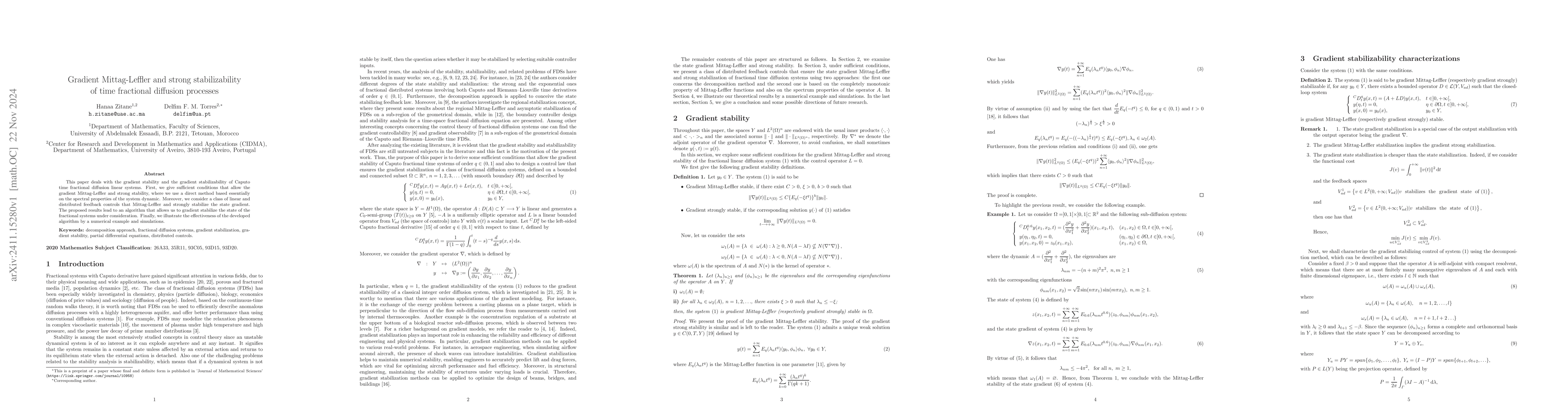 Thumbnail for Gradient Mittag-Leffler and strong stabilizability of time fractional
  diffusion processes
