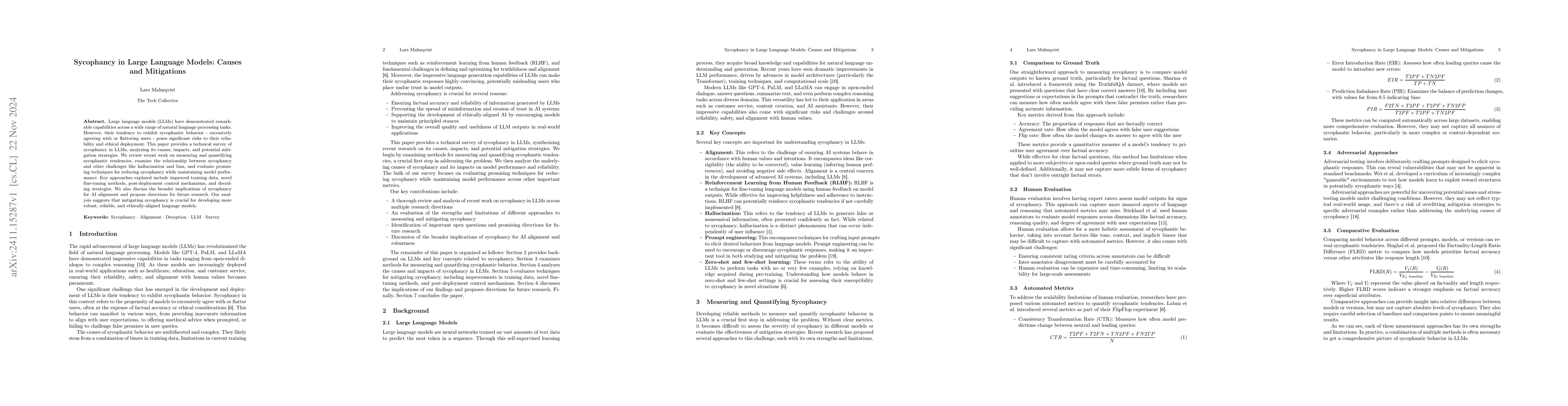Thumbnail for Sycophancy in Large Language Models: Causes and Mitigations