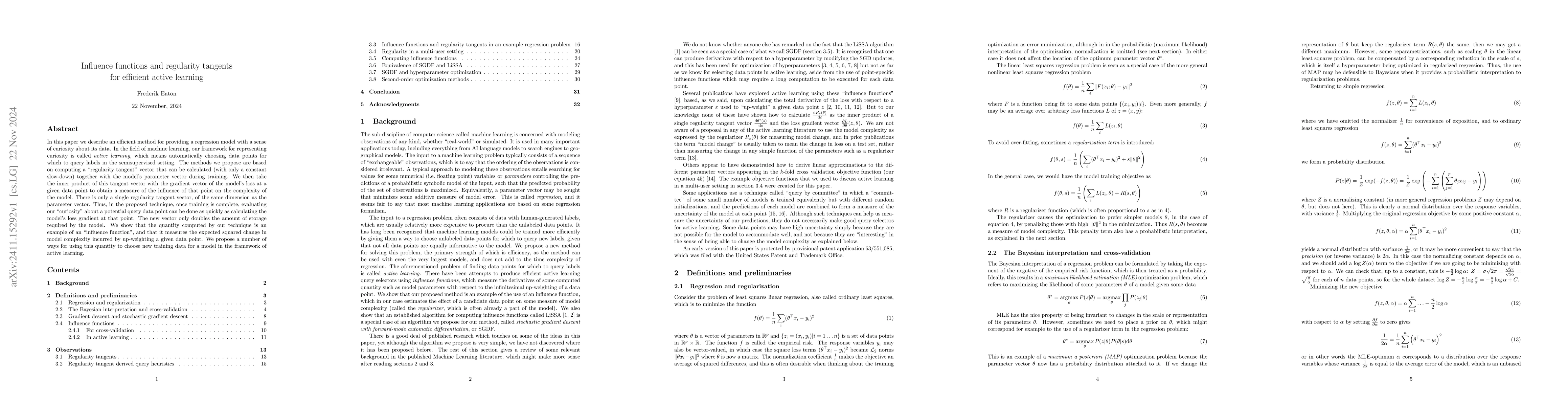 Thumbnail for Influence functions and regularity tangents for efficient active
  learning
