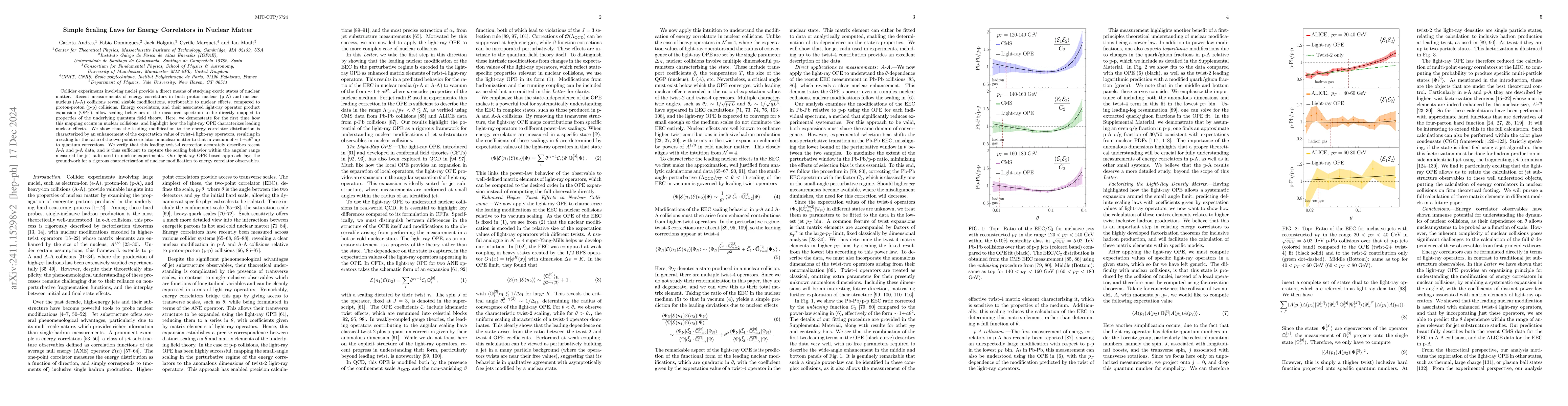 Thumbnail for Simple Scaling Laws for Energy Correlators in Nuclear Matter
