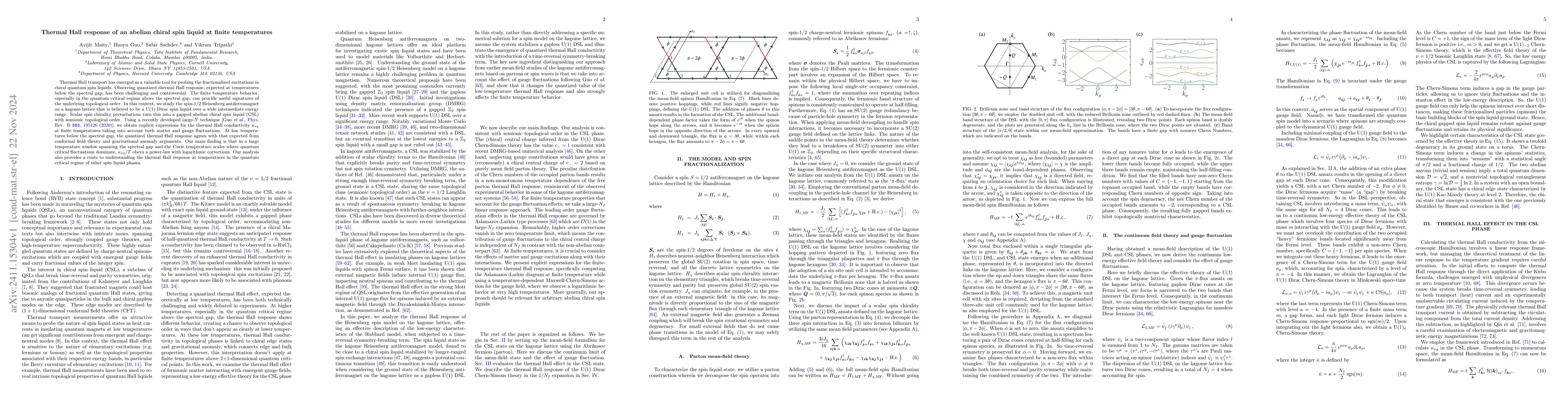 Thumbnail for Thermal Hall response of an abelian chiral spin liquid at finite
  temperatures