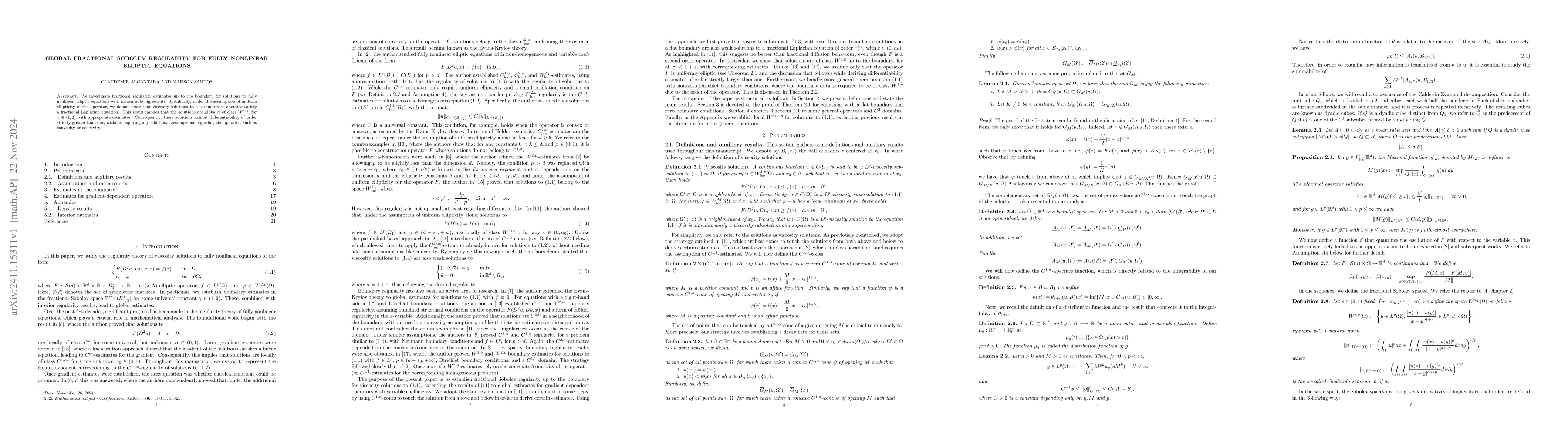 Thumbnail for Global fractional Sobolev regularity for fully nonlinear elliptic
  equations
