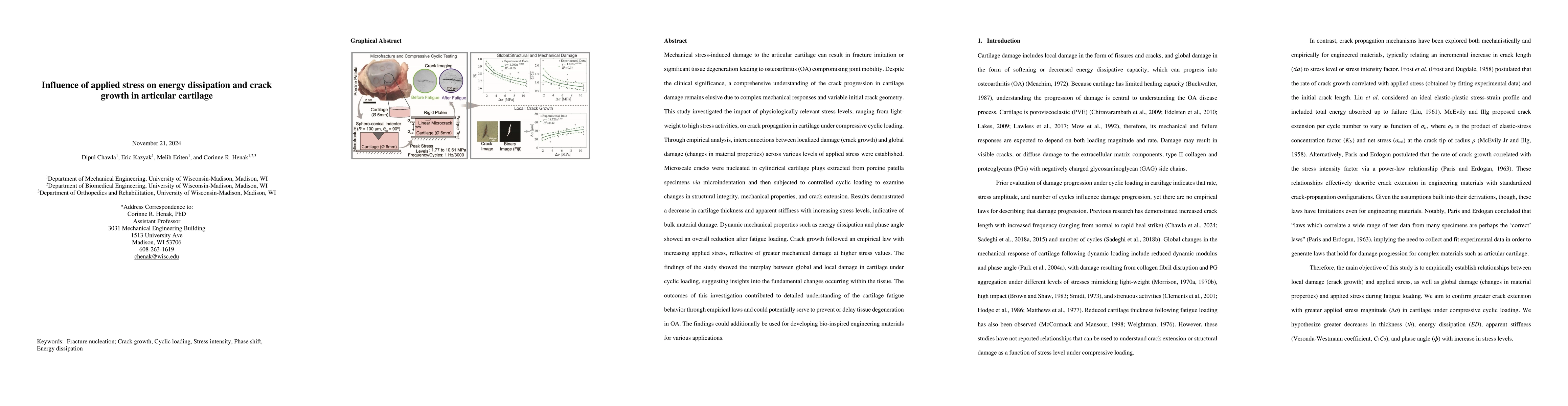 Thumbnail for Influence of applied stress on energy dissipation and crack growth in
  articular cartilage