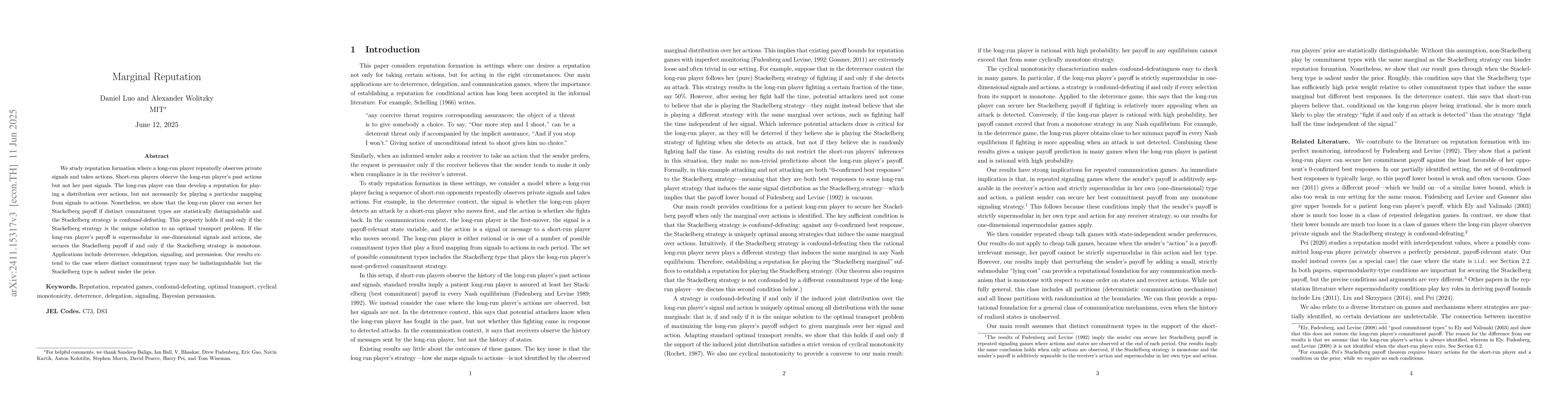 Thumbnail for Marginal Reputation