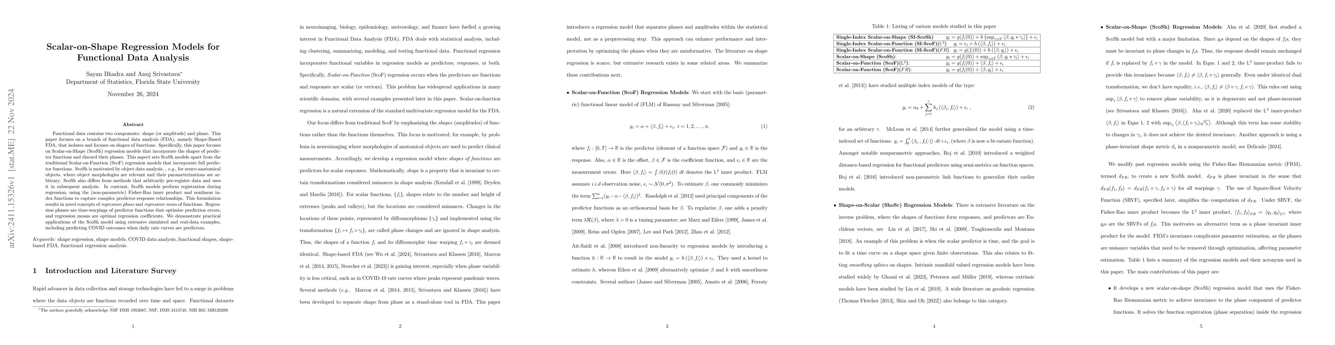 Thumbnail for Scalar-on-Shape Regression Models for Functional Data Analysis