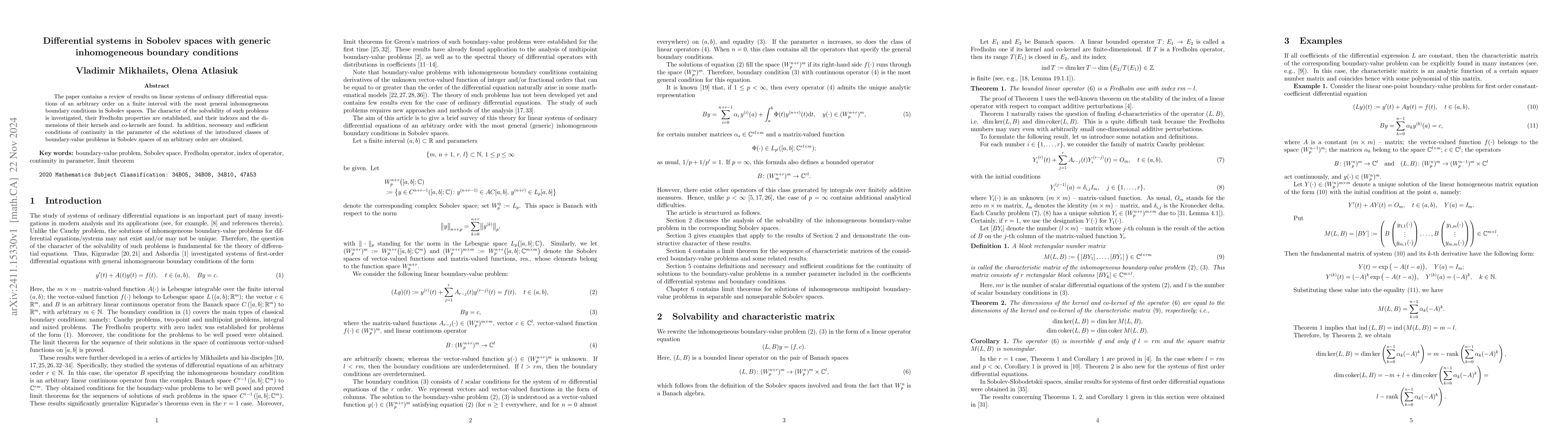 Thumbnail for Differential systems in Sobolev spaces with generic inhomogeneous
  boundary conditions
