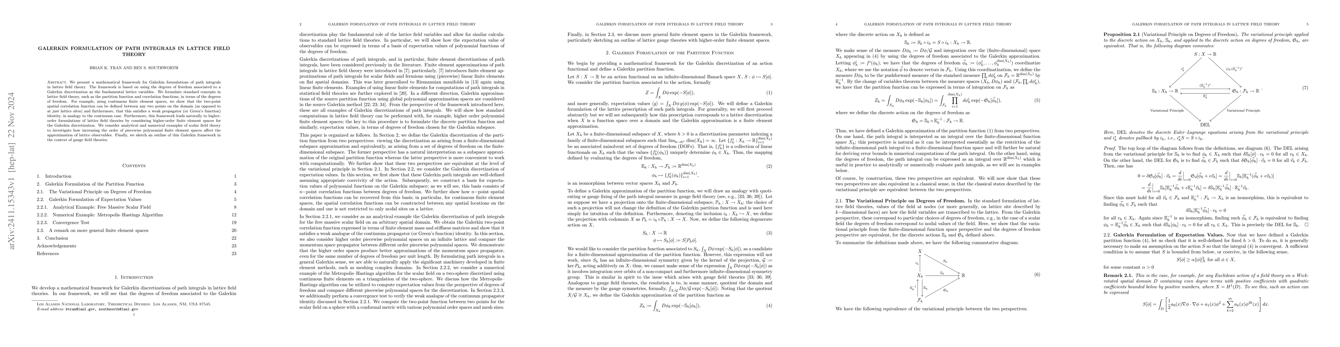 Thumbnail for Galerkin Formulation of Path Integrals in Lattice Field Theory