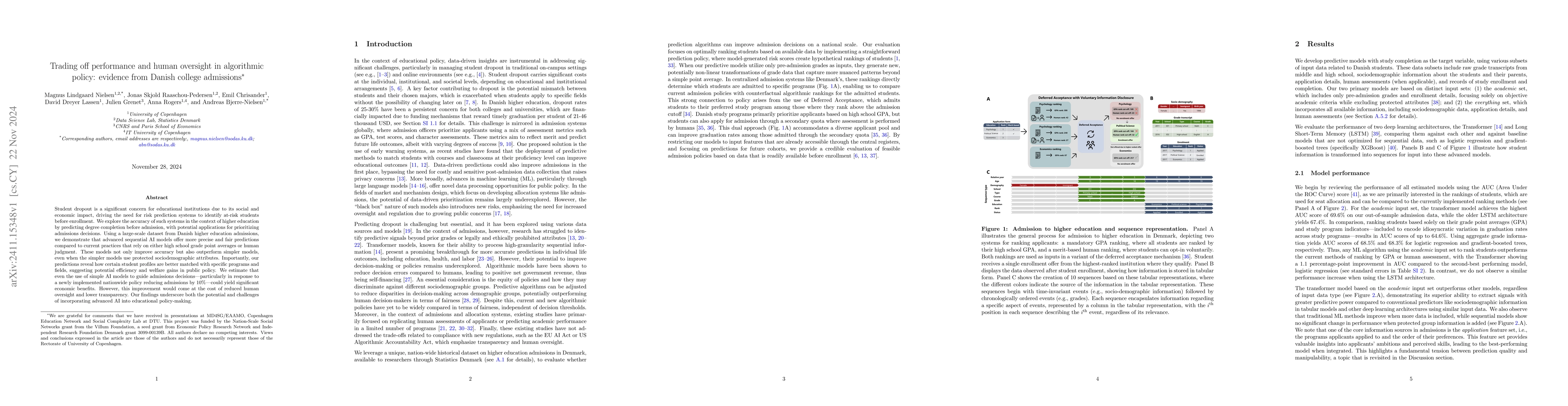 Thumbnail for Trading off performance and human oversight in algorithmic policy:
  evidence from Danish college admissions