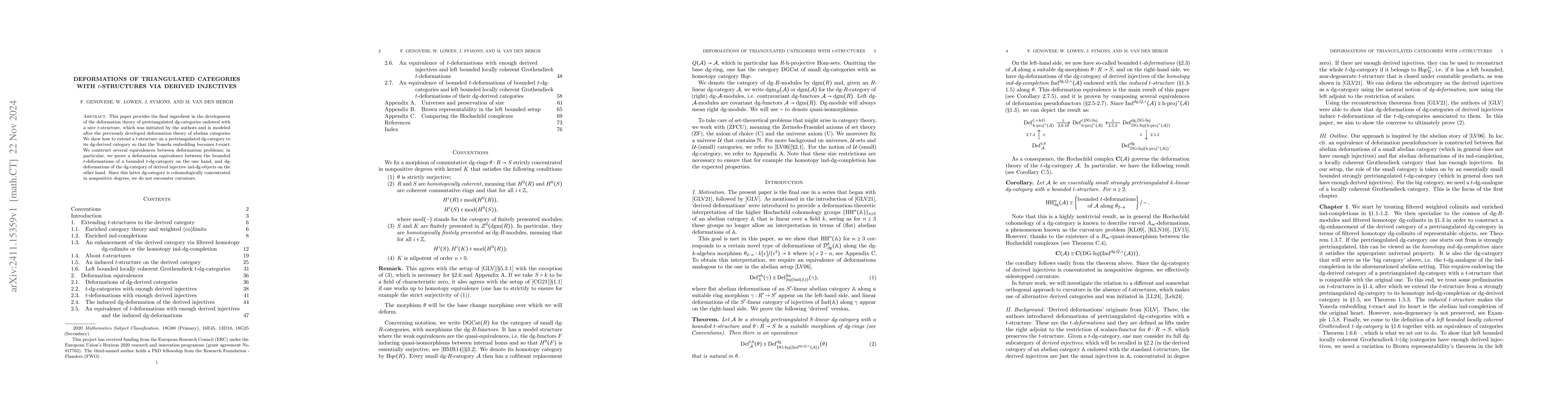 Thumbnail for Deformations of triangulated categories with t-structures via derived
  injectives
