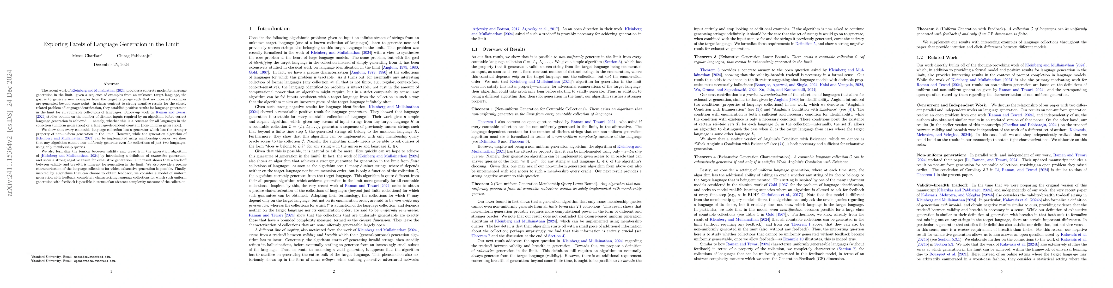 Thumbnail for Exploring Facets of Language Generation in the Limit