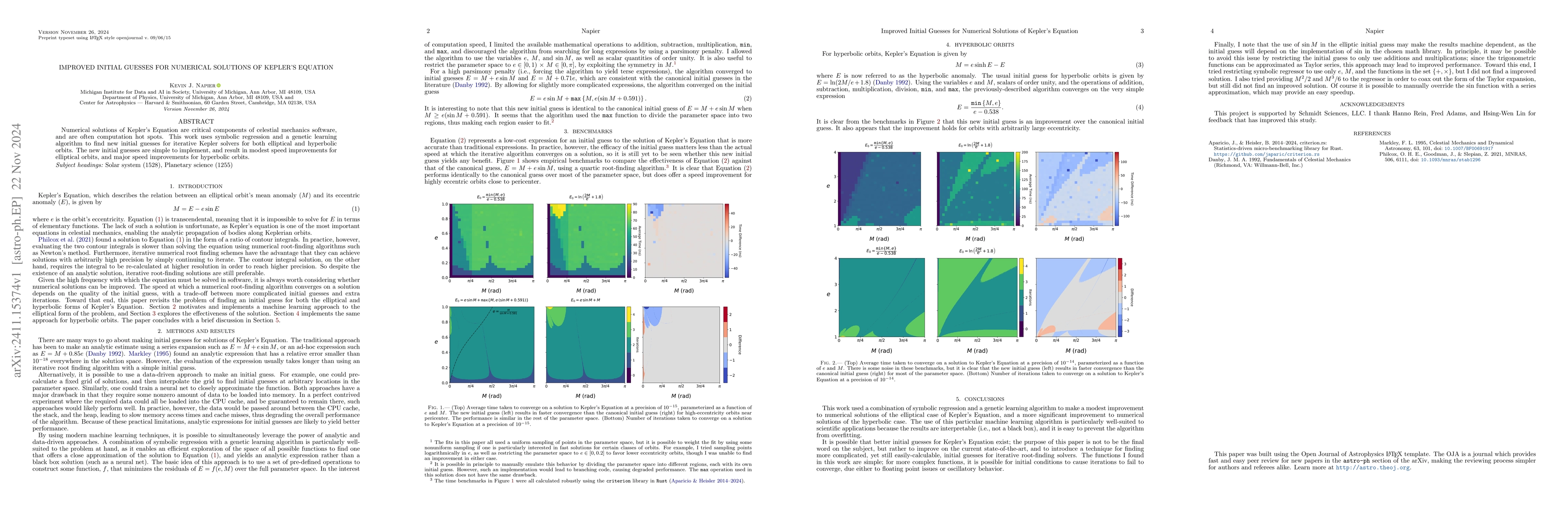 Thumbnail for Improved Initial Guesses for Numerical Solutions of Kepler's Equation