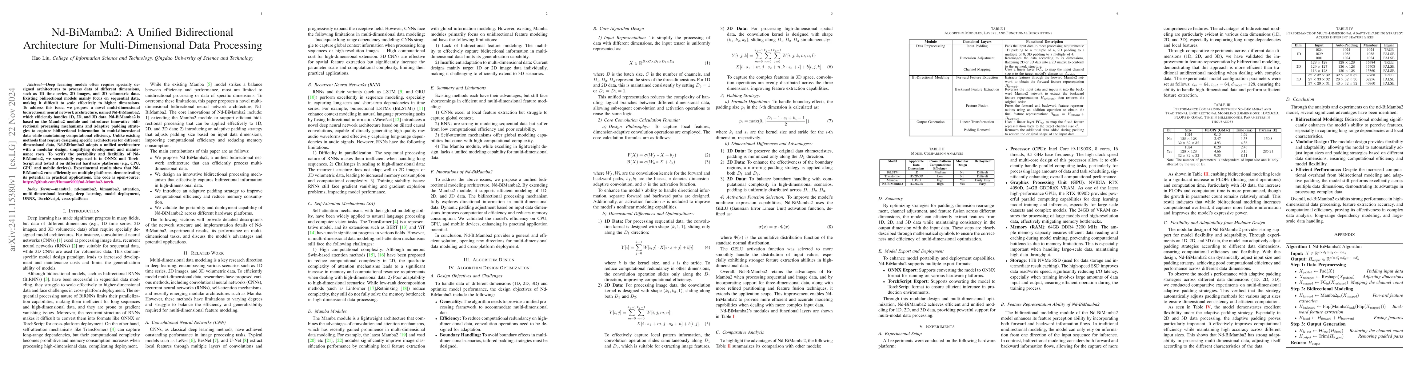 Thumbnail for Nd-BiMamba2: A Unified Bidirectional Architecture for Multi-Dimensional
  Data Processing