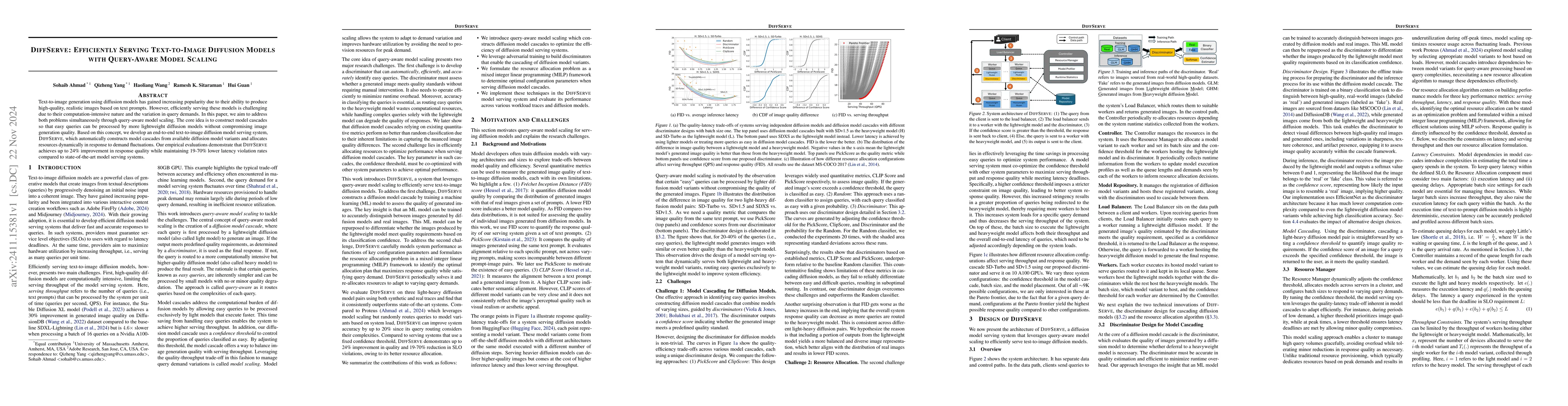 Thumbnail for DiffServe: Efficiently Serving Text-to-Image Diffusion Models with
  Query-Aware Model Scaling