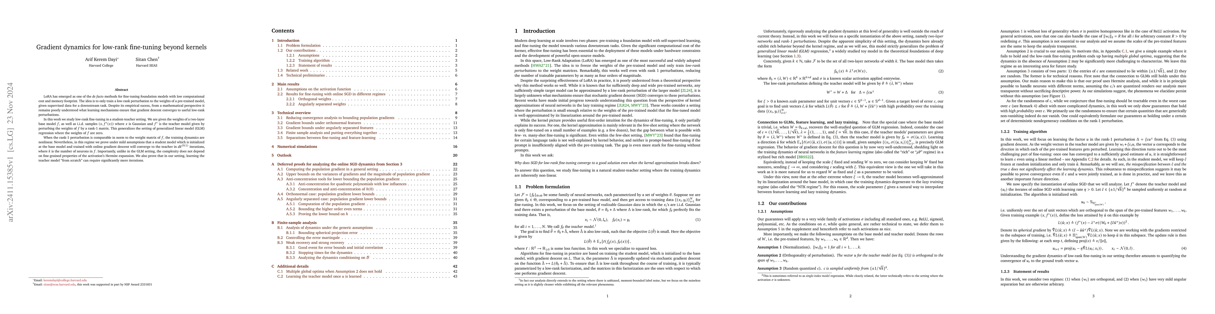 Thumbnail for Gradient dynamics for low-rank fine-tuning beyond kernels