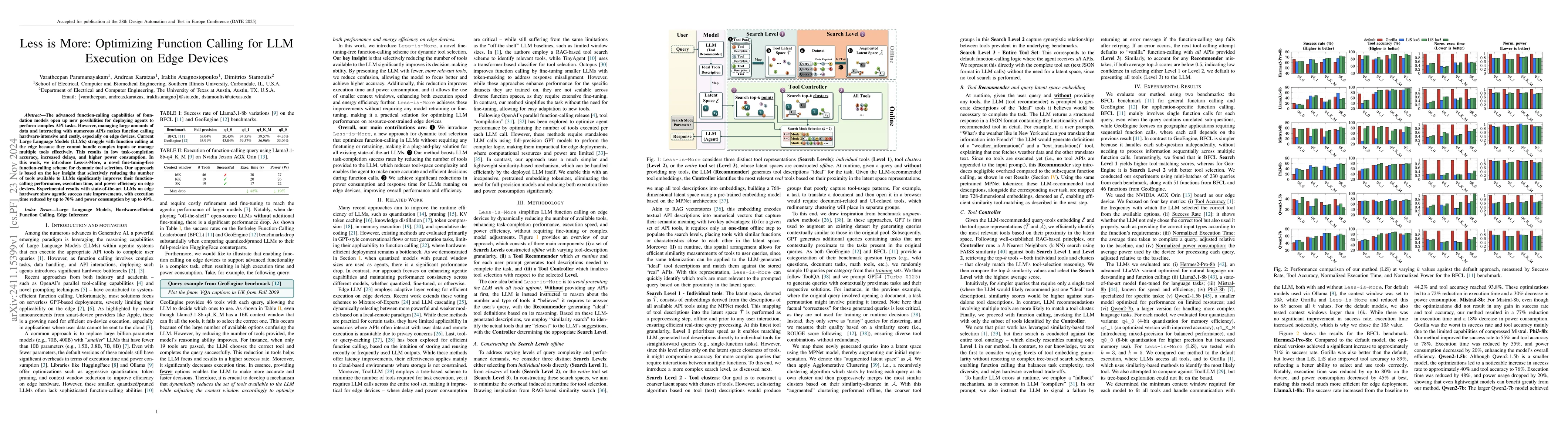 Thumbnail for Less is More: Optimizing Function Calling for LLM Execution on Edge
  Devices
