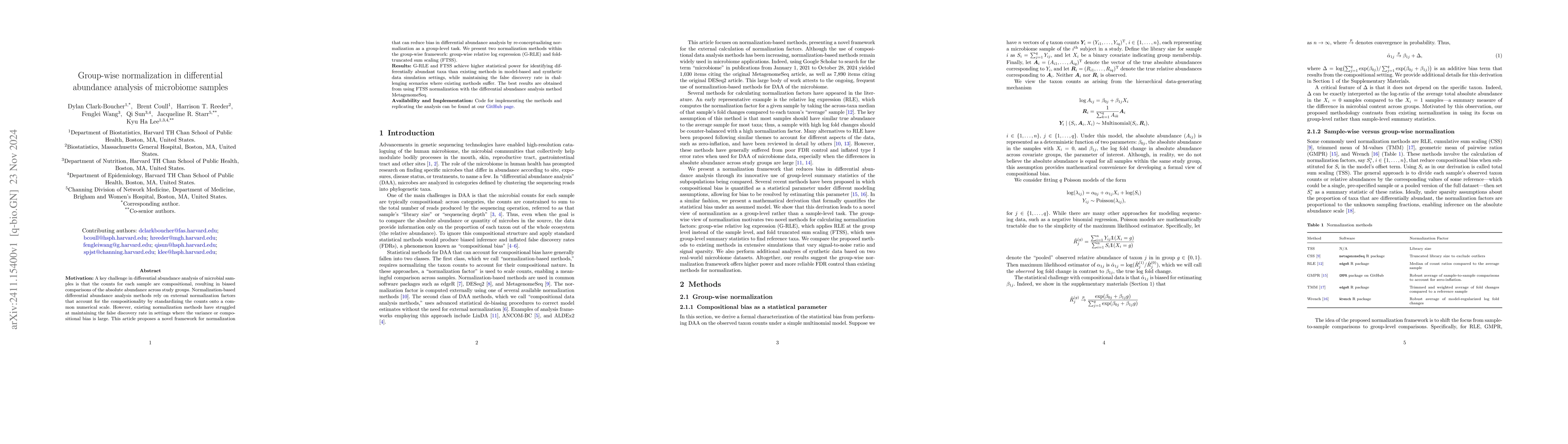 Thumbnail for Group-wise normalization in differential abundance analysis of
  microbiome samples